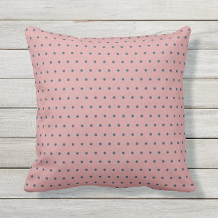 Coussin Rose poussiéreux avec Pois bleus