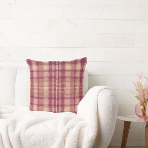 Coussin Rose Poussiéreux Chauds et Rosés Teintés Plaid