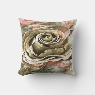 Coussin Rose romantique corail et gris