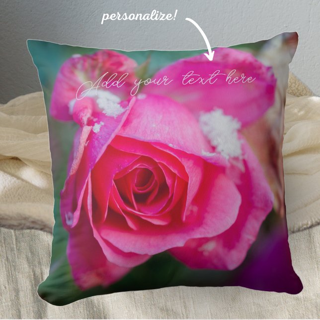 Coussin Rose rose aux flocons de neige (Créateur téléchargé)