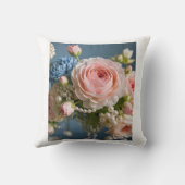 Coussin Rose rose délicate avec perle dans un vase (Verso)