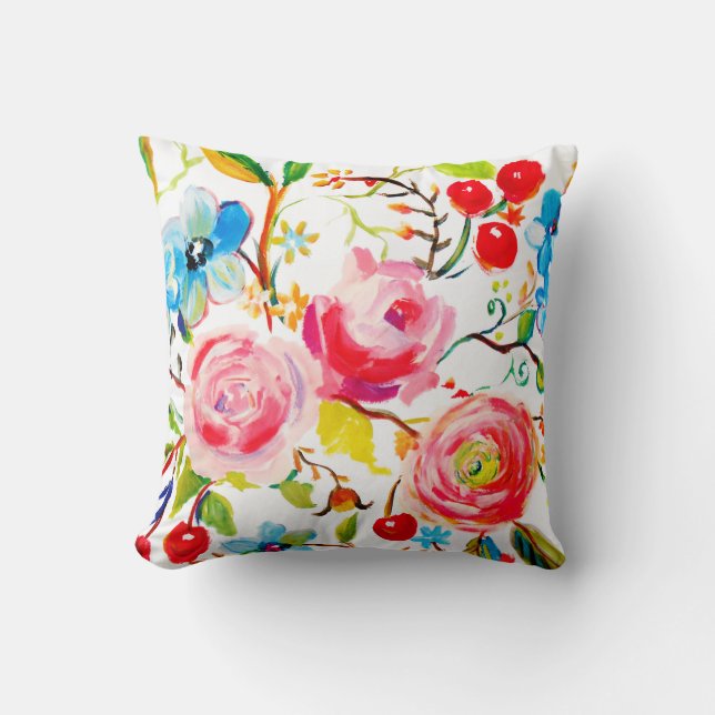 Coussin Rose rose et cerise blanc (Recto)