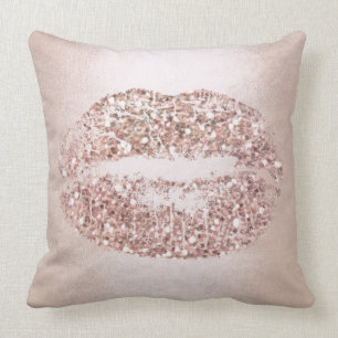 Coussin Rose Rose Gold Lips Parties scintillant Blush Maqu