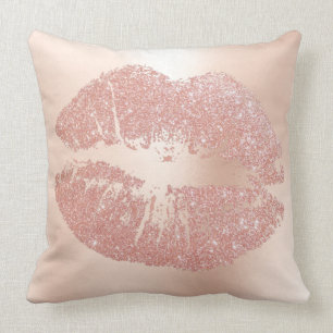 Coussin Rose Rose Gold Lips Parties scintillant Blush Spar