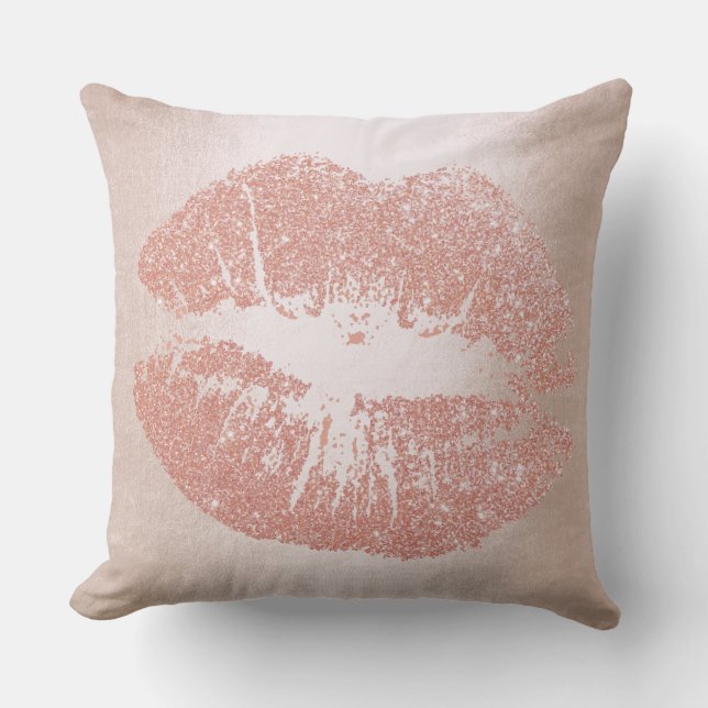 Coussin Rose Rose Gold Lips Parties scintillant Blush Spar (Recto)