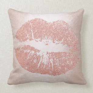 Coussin Rose Rose Gold Lips Parties scintillant Blush Spar