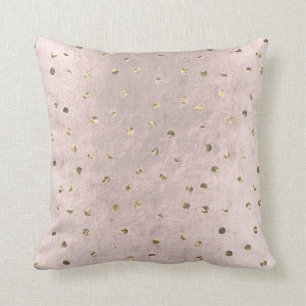 Coussin Rose rose Grungy Pois métalliques Faux Gold