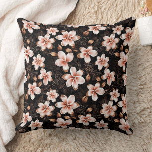 Coussin Rose rose noire noire noire Floral or