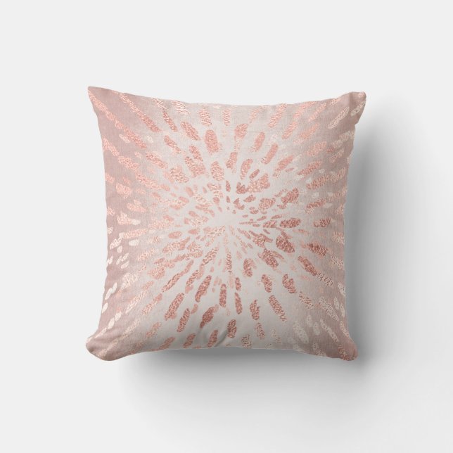 Coussin Rose Rose Or Blush Gold Strokes Stripes brillant (Recto)