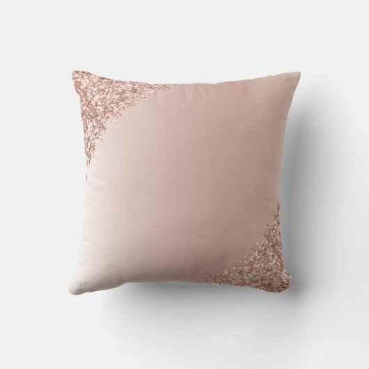 Coussin Rose Rose Or Brossé métal Girly Script Monogramme (Verso)