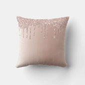 Coussin Rose Rose Or Brossé métal Girly Script Monogramme (Verso)