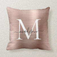 Rose Rose Or Brossé métal Girly Script Monogramme