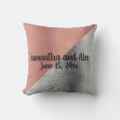 Coussin Rose Rose Or et argent Mariage métallique Date (Recto)