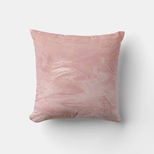 Coussin Rose Rose Or Love Marbre Molten Or Abstrait (Recto)