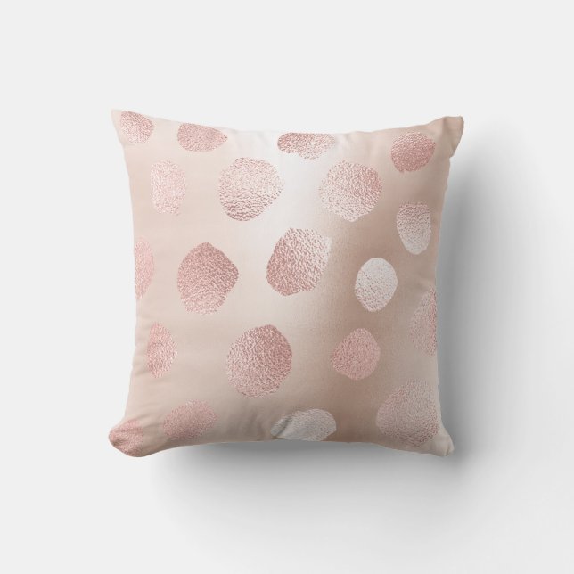 Coussin Rose rose Or Peint Métallic Pois fantaisie (Recto)