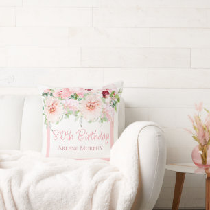 Coussin Rose rose pâle Dahlia 80e anniversaire Carré