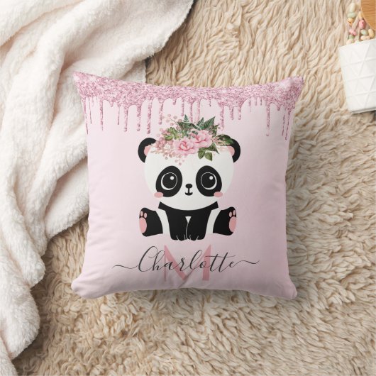 Coussin Rose rose rose or parties scintillant panda jetez  (Couverture)