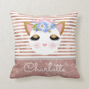 Coussin Rose rose rosé princesse de chatte d'or personnal