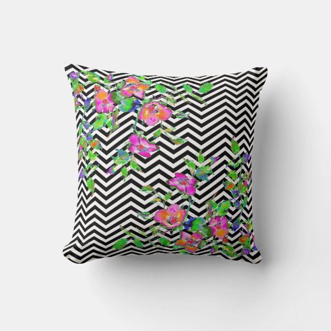Coussin Rose rose vintage - chevron (Recto)