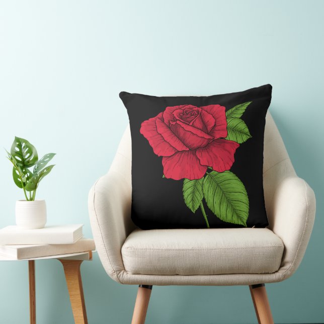 Coussin Rose rouge 2 (Chaise)