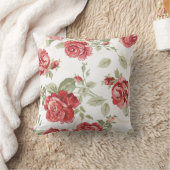 Coussin Rose rouge avec impression de fond blanc (Couverture)