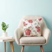Coussin Rose rouge avec impression de fond blanc (Chaise)