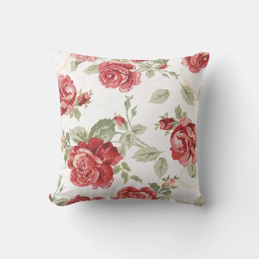 Coussin Rose rouge avec impression de fond blanc (Recto)