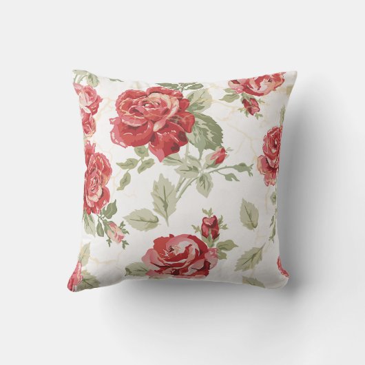 Coussin Rose rouge avec imprimé arrière - plan blanc (Verso)