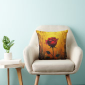 Coussin Rose rouge sur fond or (Chaise)
