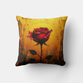 Coussin Rose rouge sur fond or (Verso)