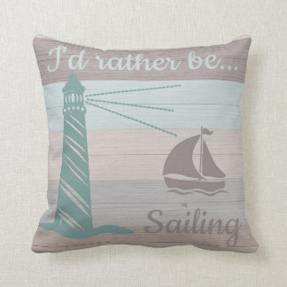 Coussin Rose Rustic Planks Lighthouse Sailboat Compass