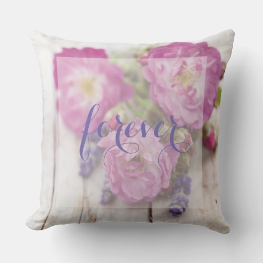 Coussin Rose sauvage & Lavande Mariage de fleurs d'été pou (Recto)
