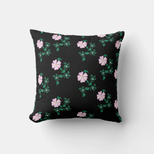 Coussin Rose sauvage - Motif floral sur Arrière - plan noi