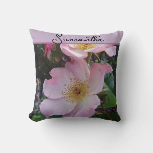 Coussin Rose sauvage rose rose photo nom de fille