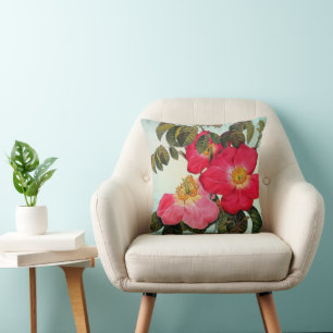 Coussin Rose sauvage Vintage rétro Vintage du milieu du si