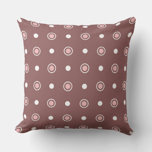 Coussin Rose Taupe et points blancs (Recto)