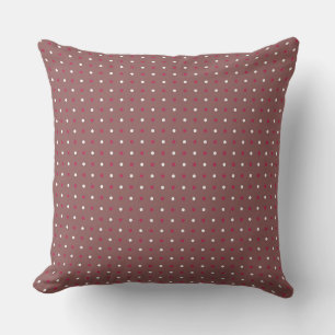 Coussin Rose Taupe, Rose ROUGE et points blancs