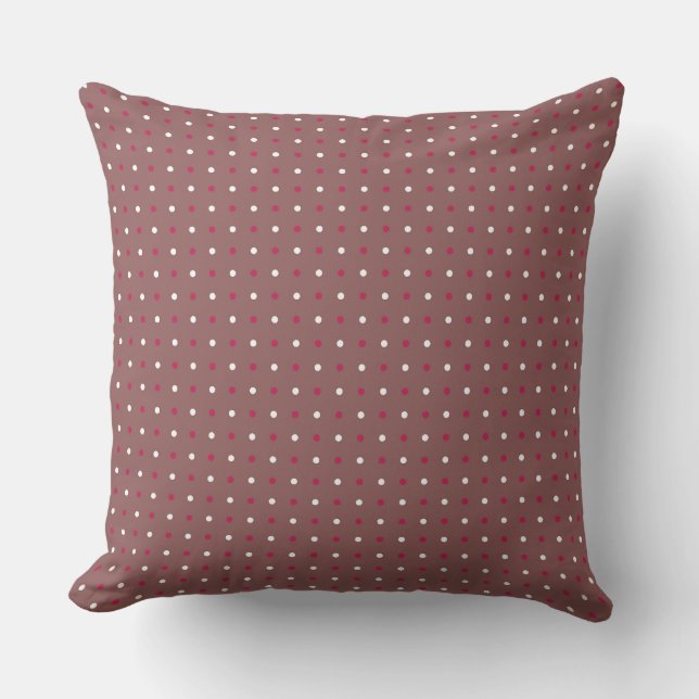 Coussin Rose Taupe, Rose ROUGE et points blancs (Recto)