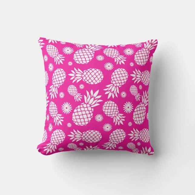 Coussin rose tropical de fleurs graphiques (Recto)