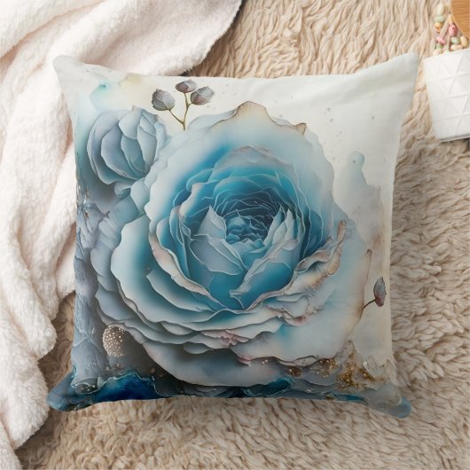 Coussin Rose turquoise Aquarelle agrandi (Couverture)
