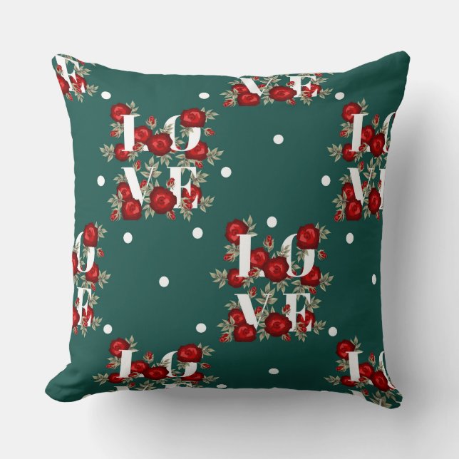 Coussin rose/Vert "Amour" (Recto)