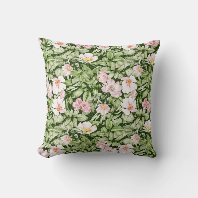 Coussin Rose vert rose feuille design floral sur (Recto)