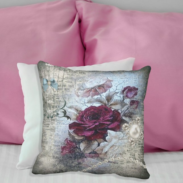 Coussin Rose victorien Ephemera (Créateur téléchargé)