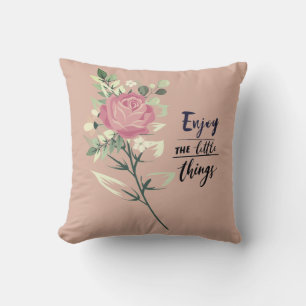 Coussin Rose Vintage Élégant Citation Moderne Appréciez