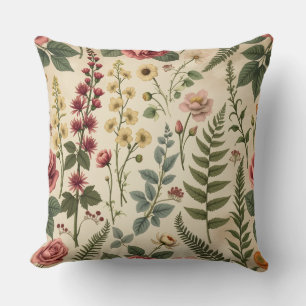 Coussin Rose vintage et Fleur sauvage