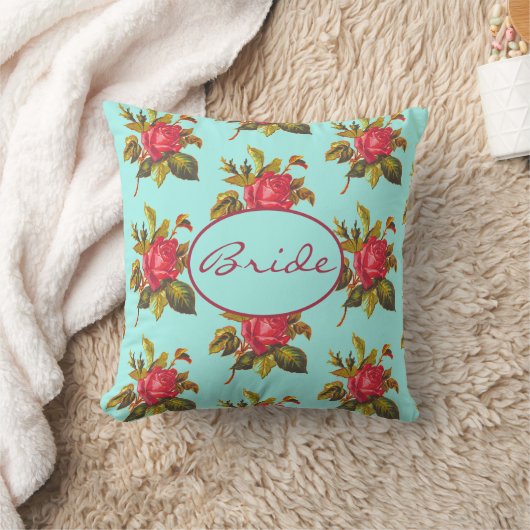 Coussin Rose vintage et Mariage Aqua Bride (Couverture)