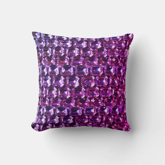 Coussin Rose violet carreau bleu, pierre violette (Recto)