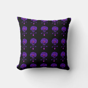 Coussin Rose Violet Et Noir Damas Moderne Baiser