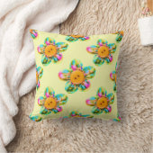 Coussin Rose, violet, fleurs jaunes sur jaune (Couverture)