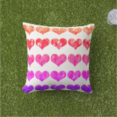 Coussin Rose Violet Rouge Motifs de coeur Mignons Blancs (Herbe)